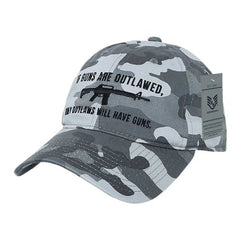 2nd Amendment "If Guns Are Outlawed Only Outlaws Will Have Guns" AR-15 Patriotic Relaxed Fit Winter Camo Tactical Hat