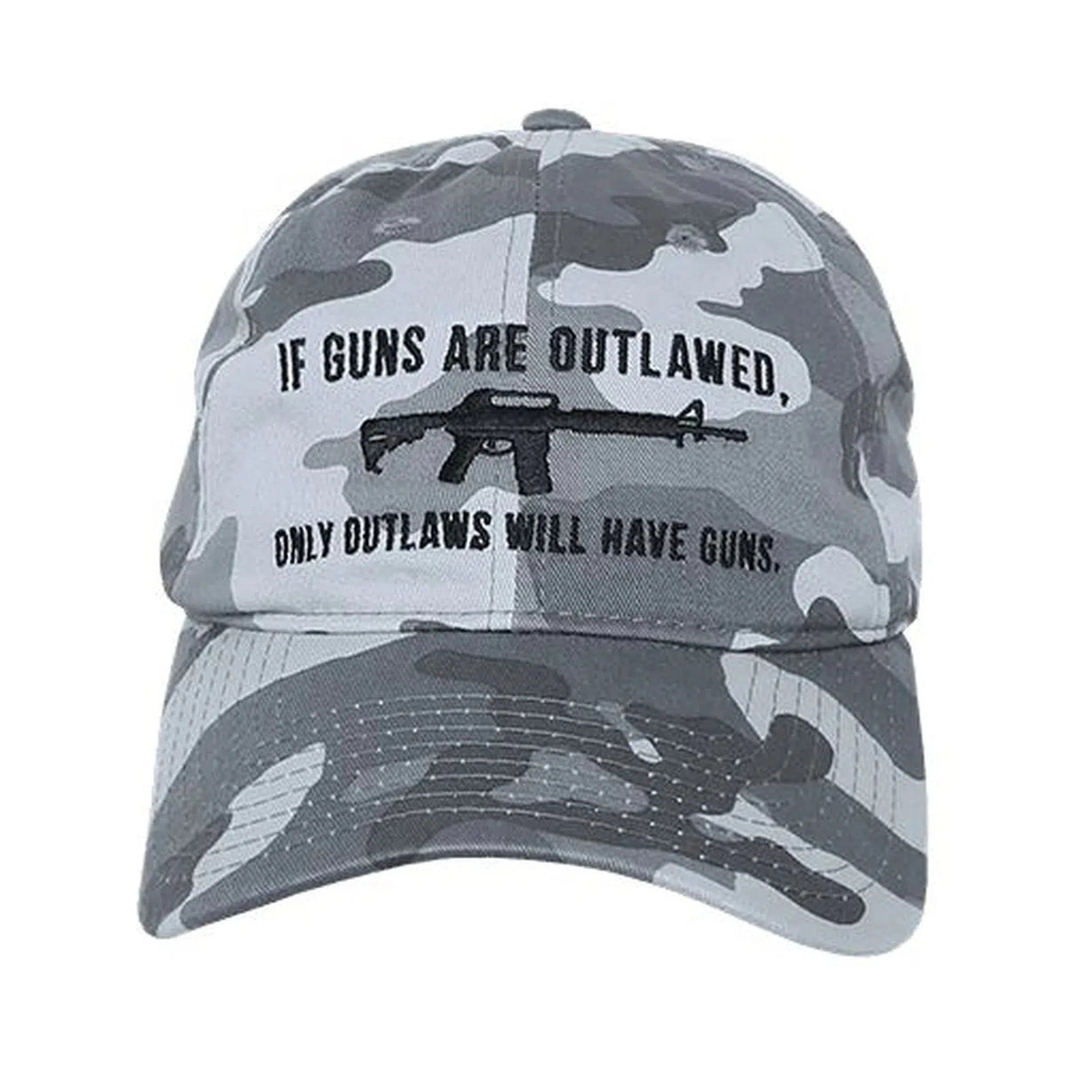 2nd Amendment "If Guns Are Outlawed Only Outlaws Will Have Guns" AR-15 Patriotic Relaxed Fit Winter Camo Tactical Hat