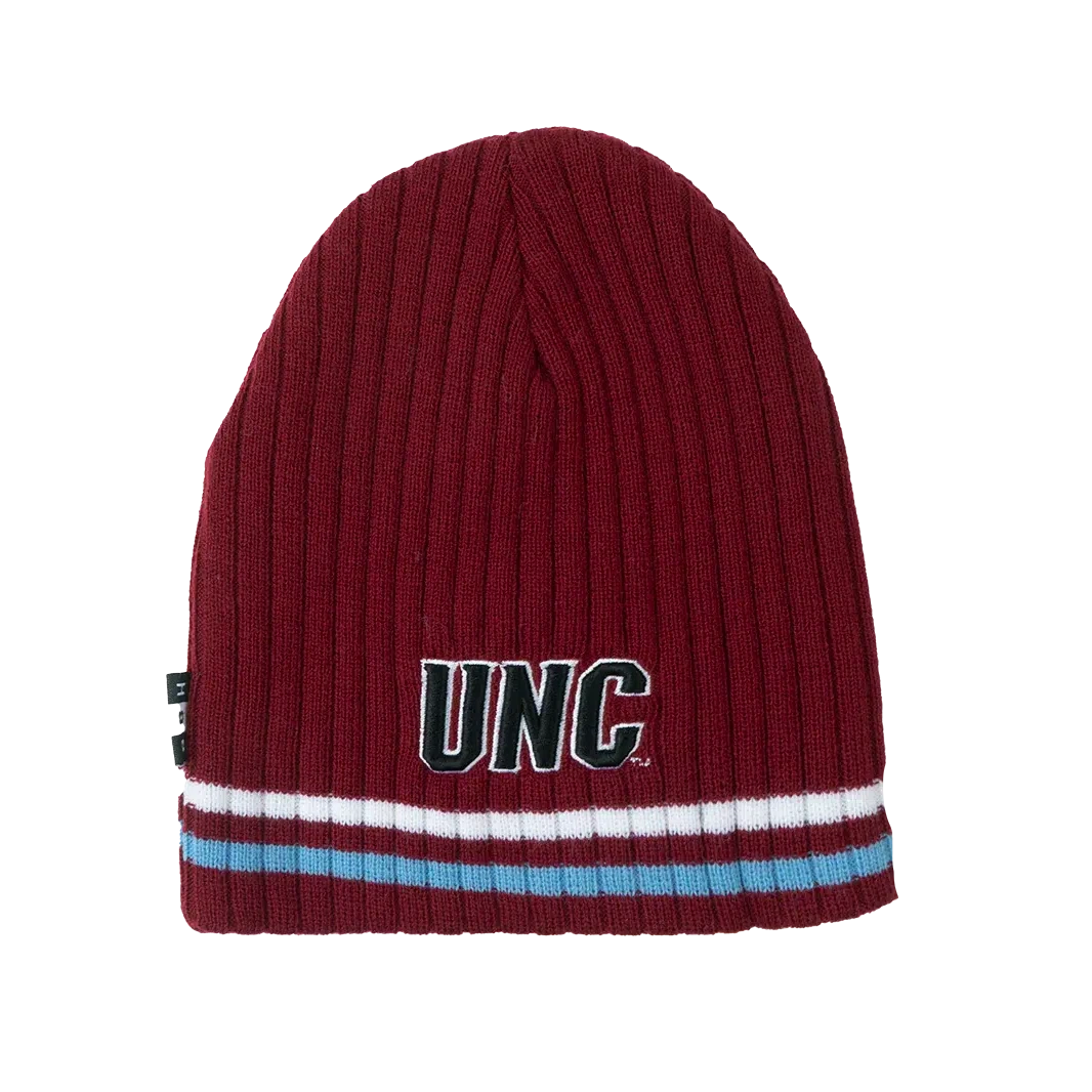 North Carolina Tar Heels BBH NCAA Alternative Logo Striped Winter Knit Hat Beanie - Burgundy