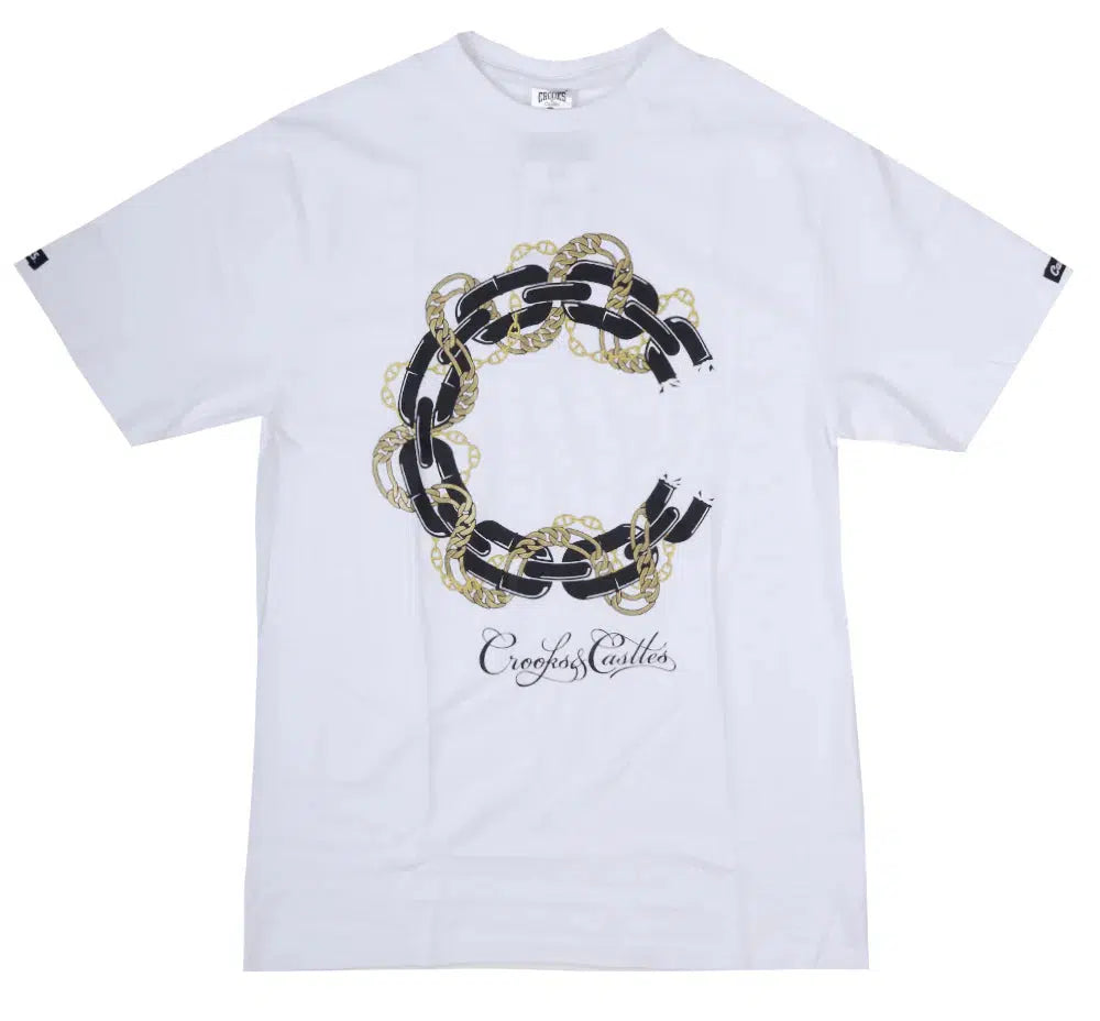 "Crooks & Castles Gold Chain White T-Shirt: Cutting Edge Streetwear"