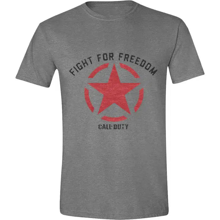 Call of Duty Video Game Fight For Freedom Red Star Gray Men's Large T-Shirt