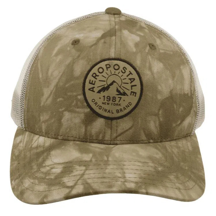 Aeropostale 1987 Circle Logo Camo & White Snapback Cap Trucker Hat