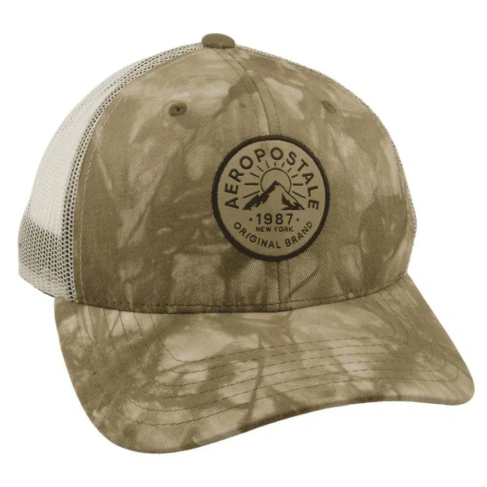 Aeropostale 1987 Circle Logo Camo & White Snapback Cap Trucker Hat