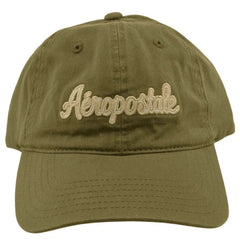 Aeropostale 1987 NY Script Logo OD Green Relaxed Fit Baseball Cap Dad Hat