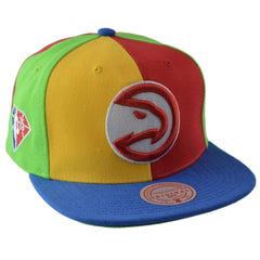 Atlanta Hawks NBA Team Era Pinwheel Men's Snapback Cap, Flat Bill Hat by Mitchell & Ness