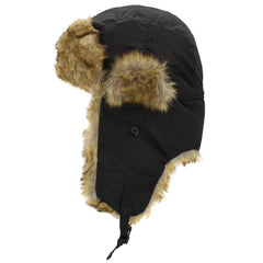 "Black Fur Lined Trapper Winter Hat by KB Ethos - Stay Warm in Style"