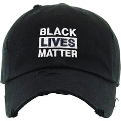 Black Lives Matter Distressed Adjustable Black Cap Dad Hat