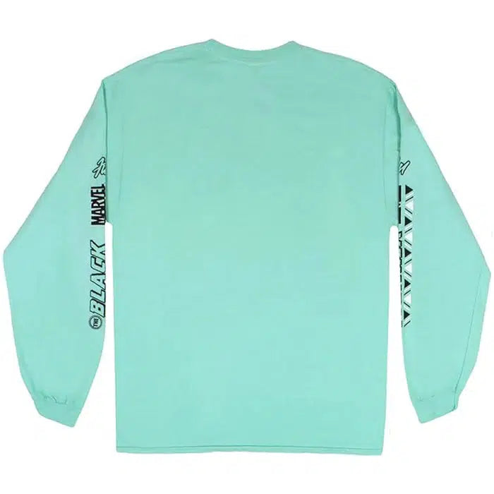 Black Panther Wakanda Forever Marvel & FUBU Collaborative Long Sleeve Seafoam Green T-Shirt