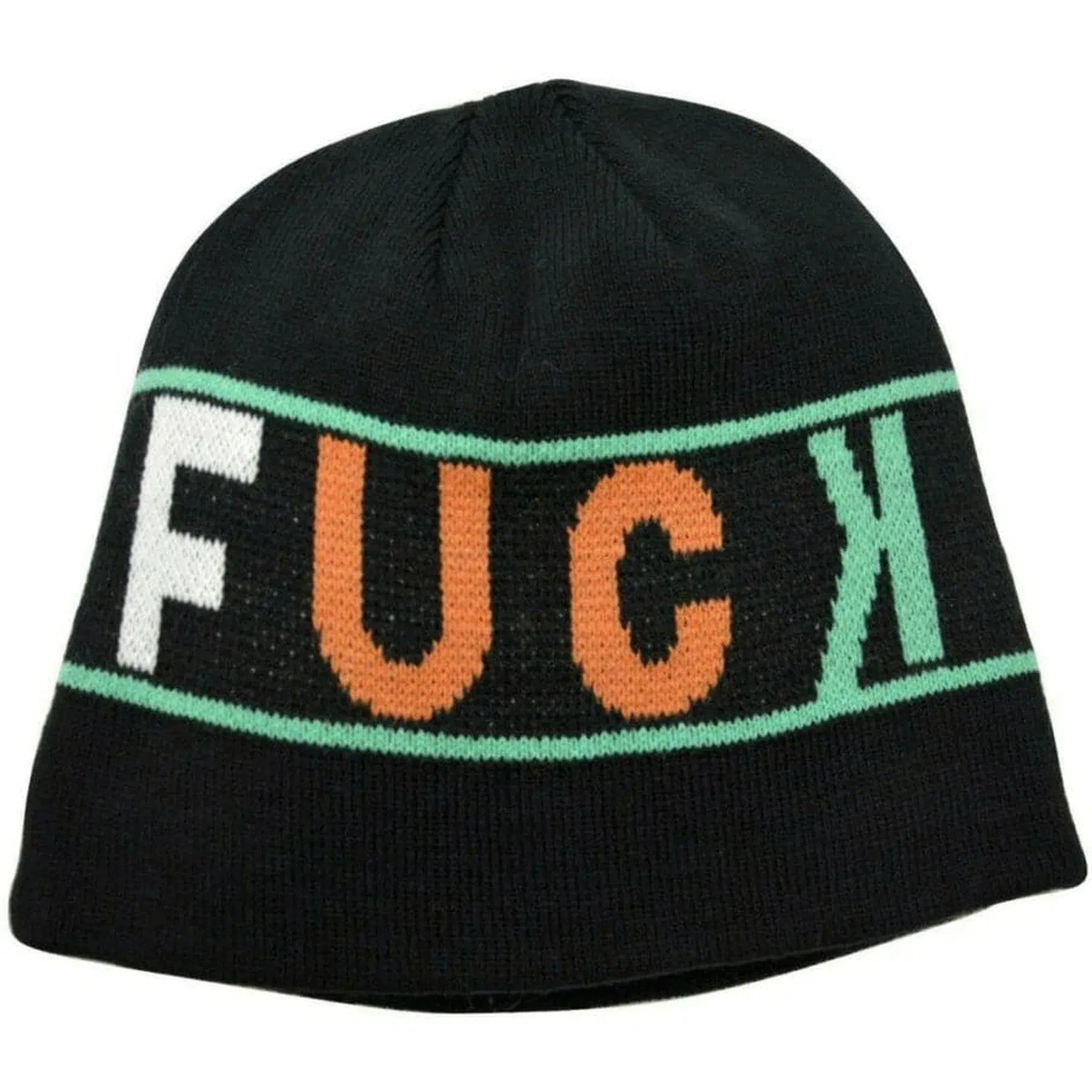 Blvck Scvle FU&% SWAG Black Knit Beanie Winter Hat