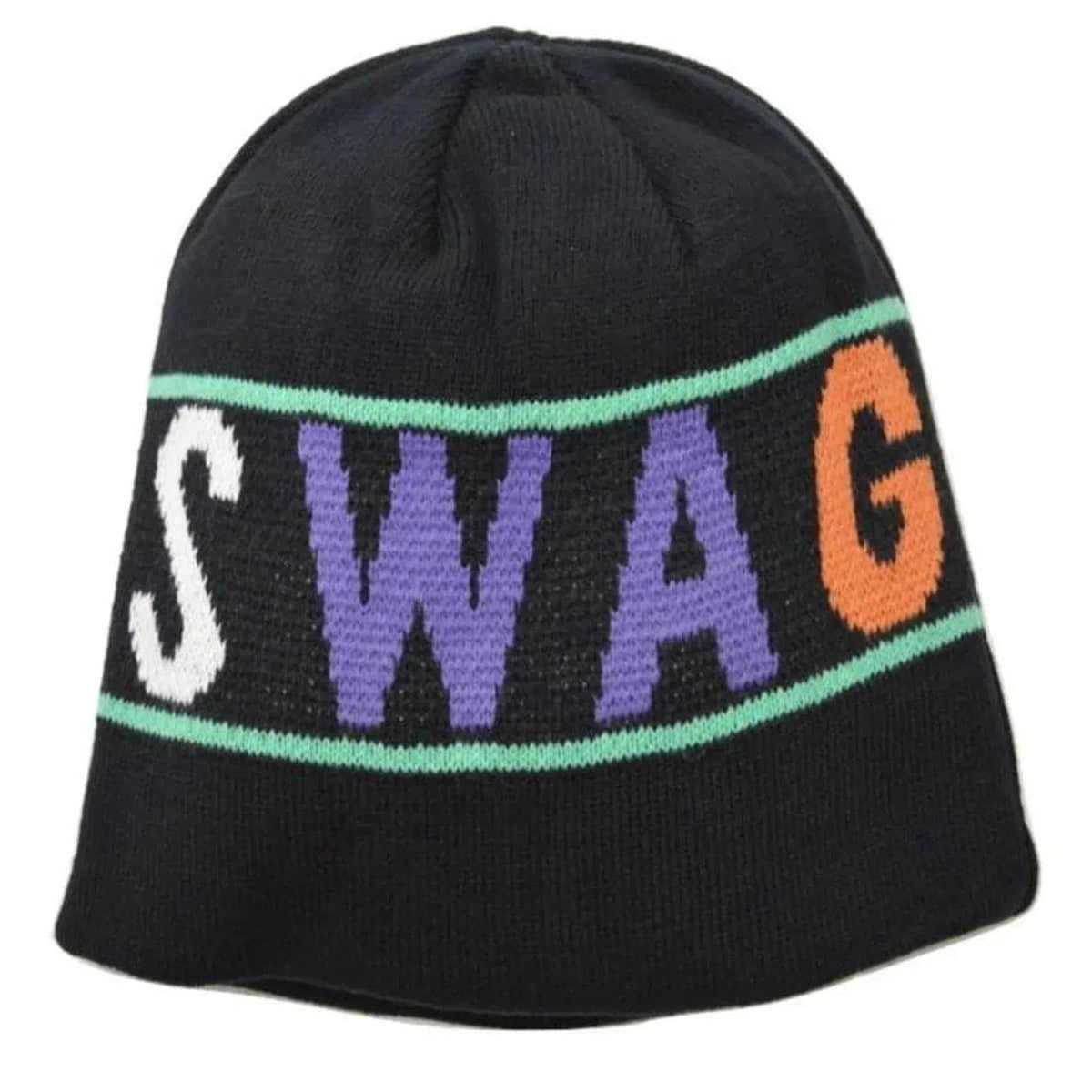 Blvck Scvle FU&% SWAG Black Knit Beanie Winter Hat