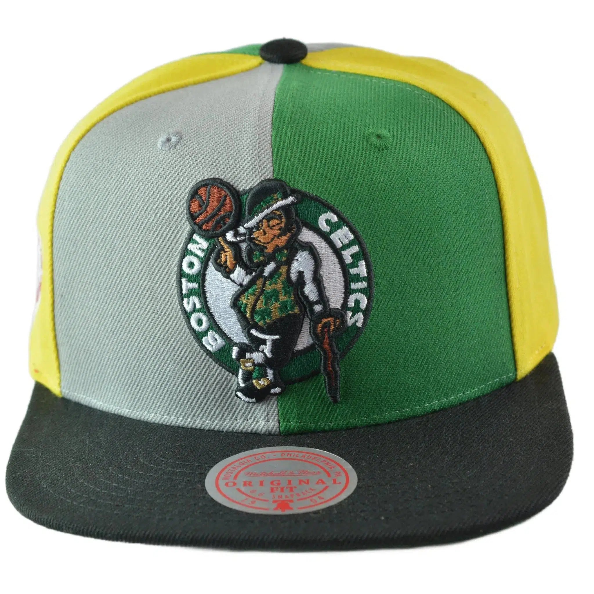 Boston Celtics NBA Team Era Pinwheel Men's Snapback Cap, Flat Bill Hat by Mitchell & Ness