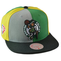 Boston Celtics NBA Team Era Pinwheel Men's Snapback Cap, Flat Bill Hat by Mitchell & Ness