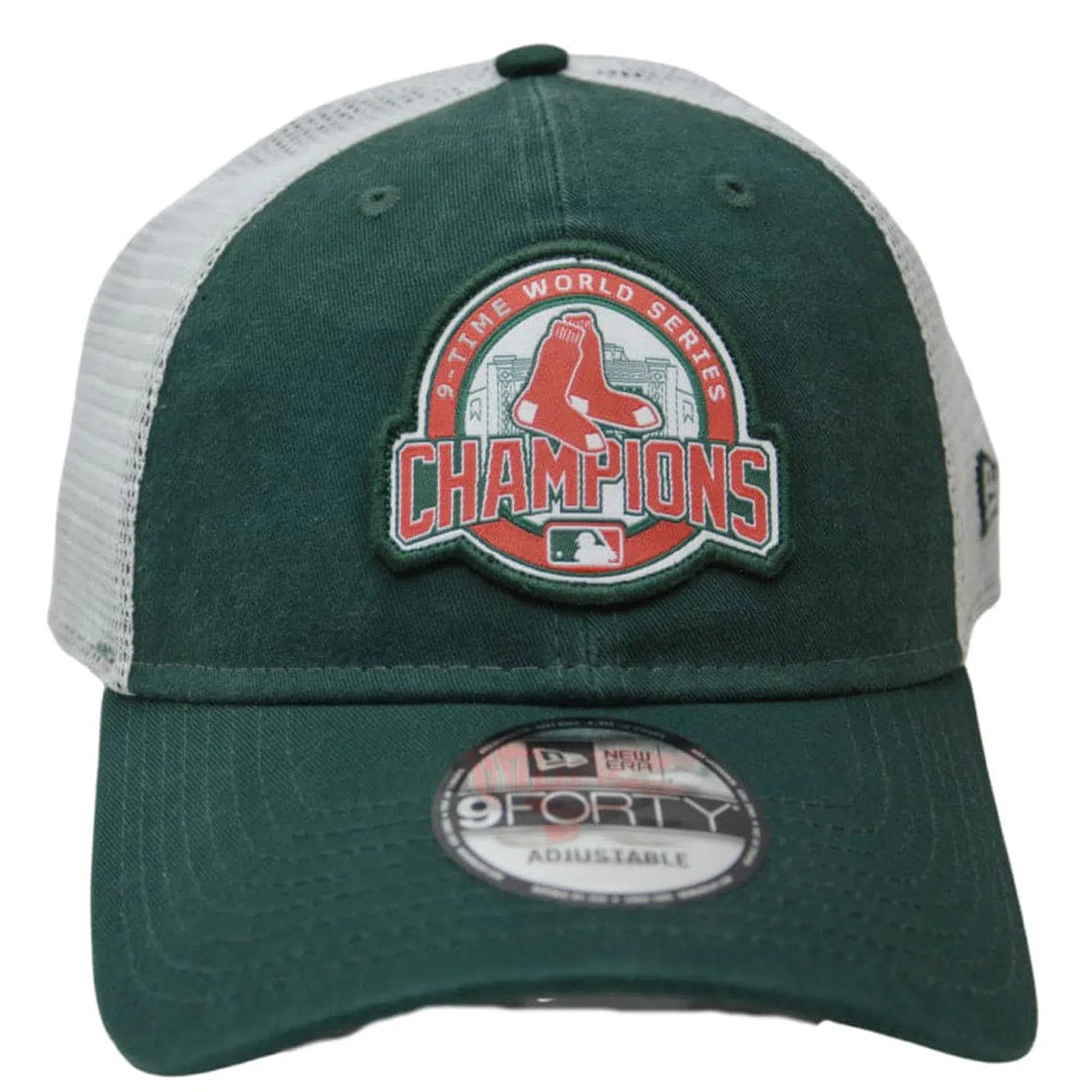 Boston Red Sox New Era 9FORTY 9x MLB World Series Champs Kelly Green Mesh Back Baseball Hat