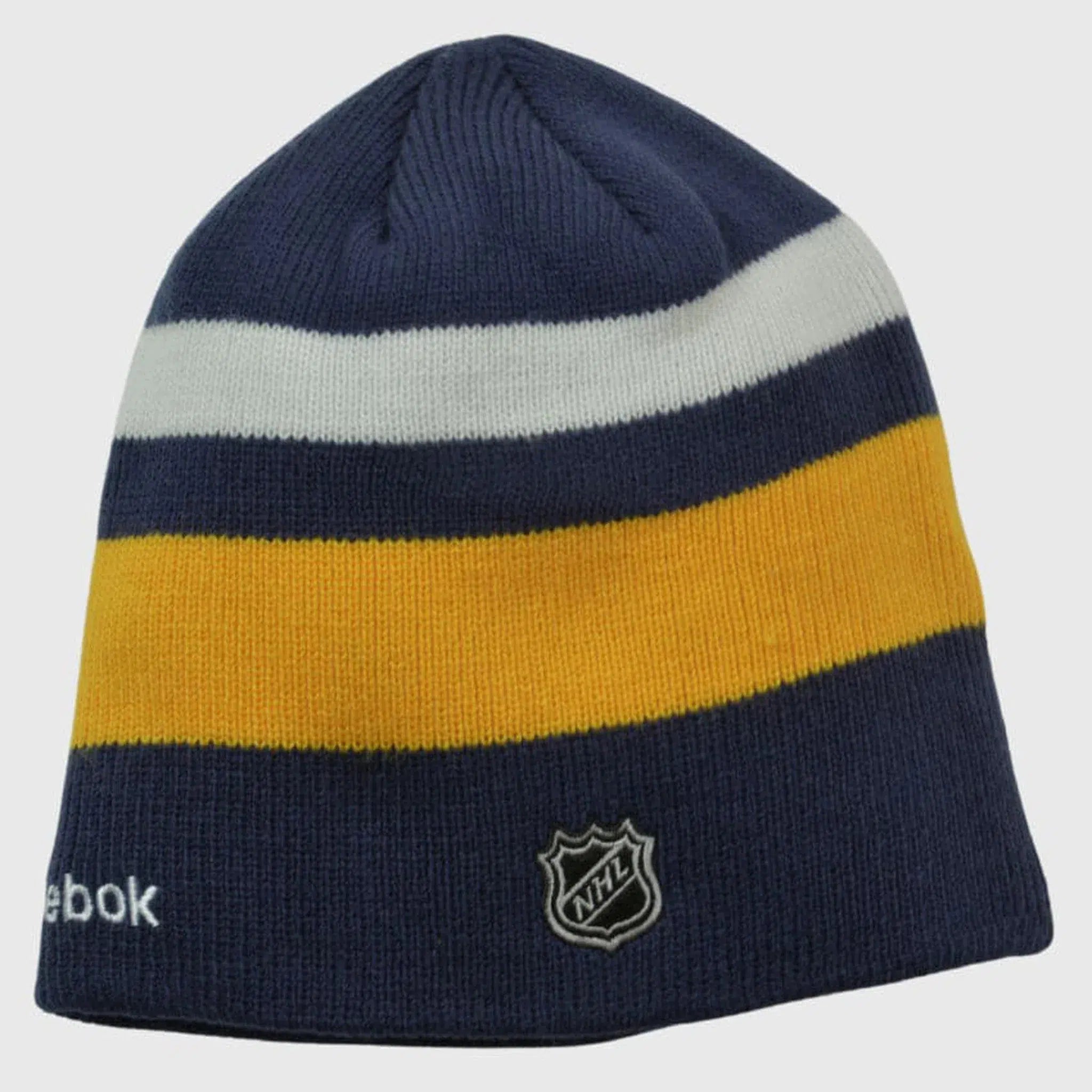 Buffalo Sabres Reebok Center Ice Striped Knit NHL Hockey Beanie Winter Hat