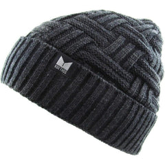 Cable Knit Basket Weave Sherpa Fleece Fur Lined Gray Winter Beanie Hat
