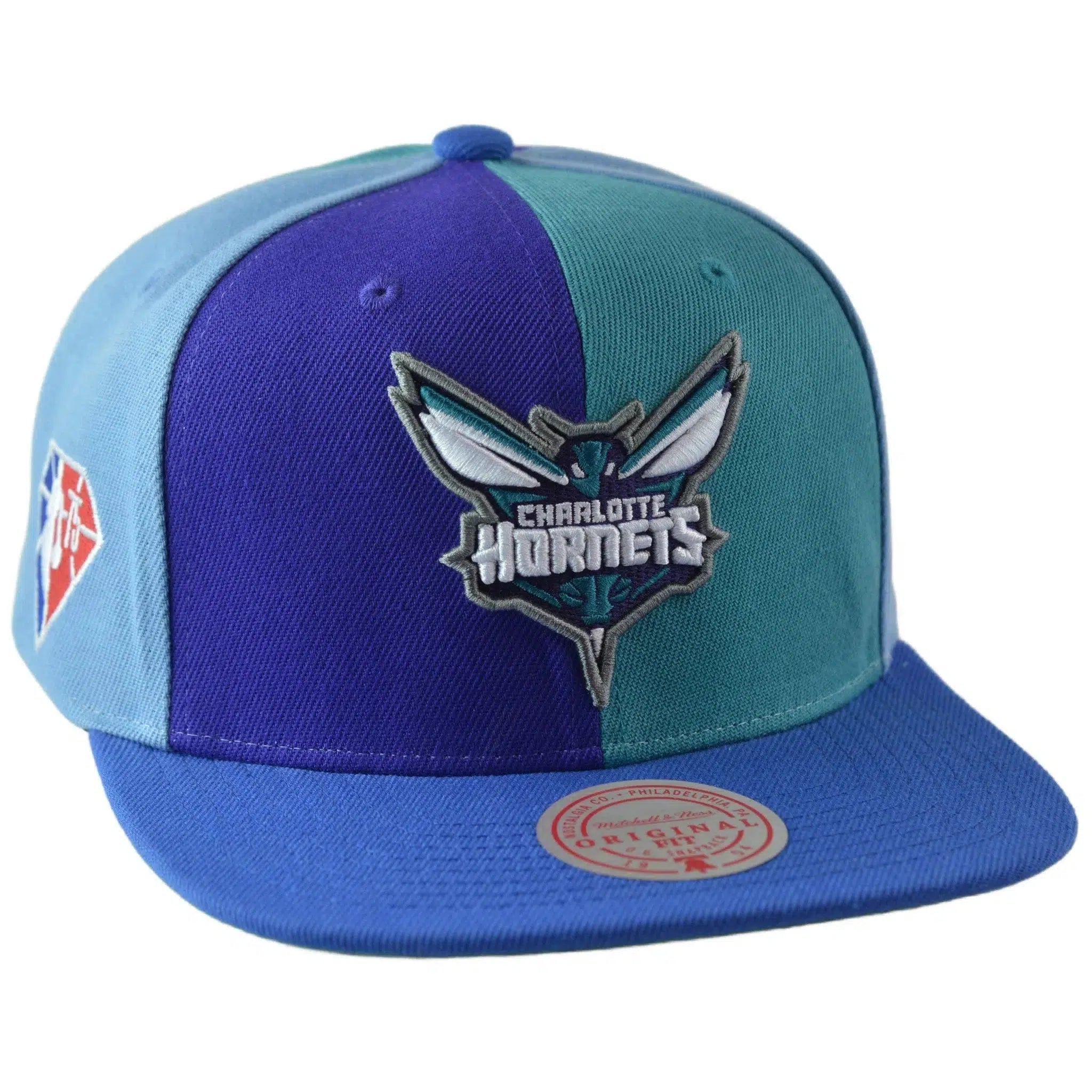 Charlotte Hornets NBA Team Era Pinwheel Men's Snapback Cap, Flat Bill Hat by Mitchell & Ness