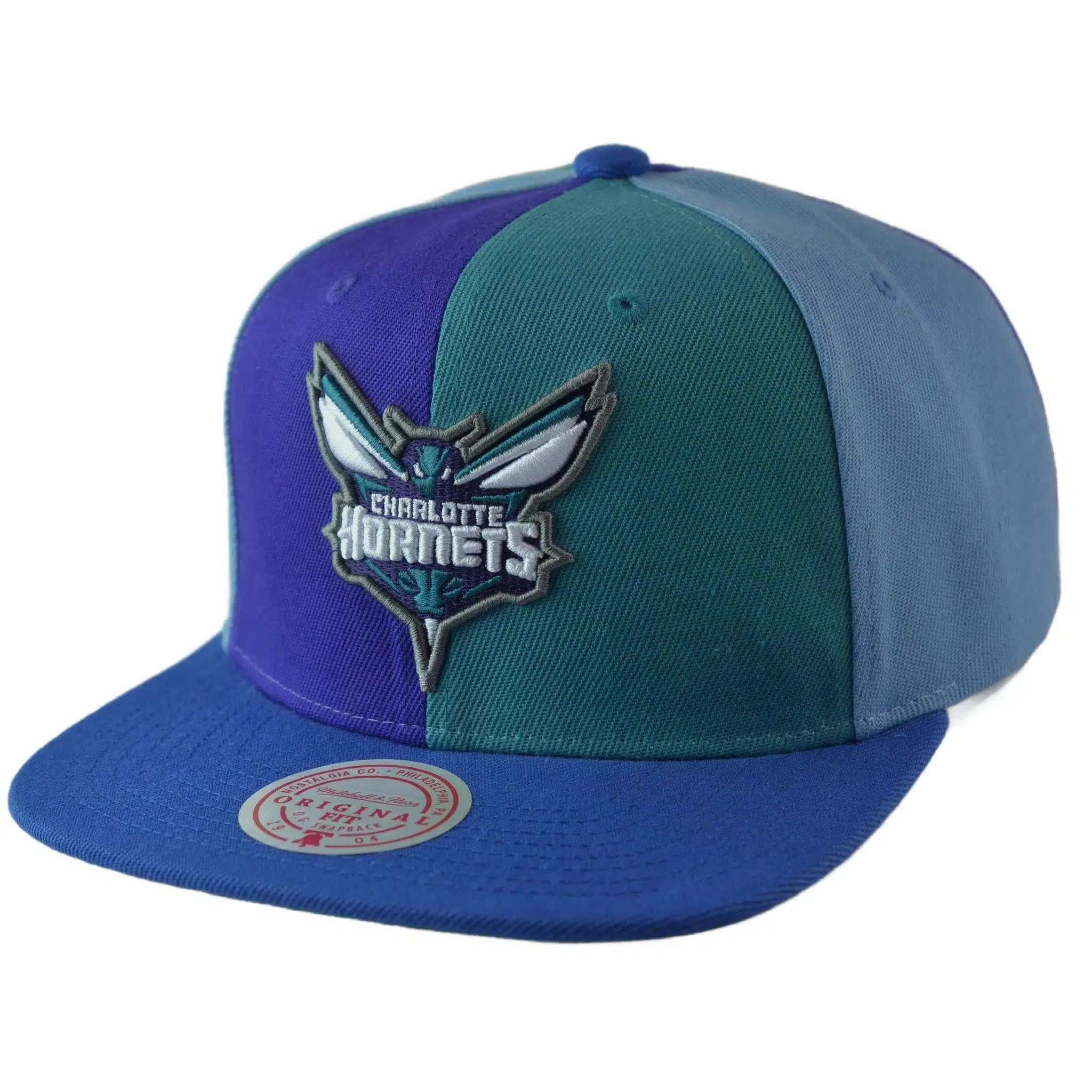 Charlotte Hornets NBA Team Era Pinwheel Men's Snapback Cap, Flat Bill Hat by Mitchell & Ness