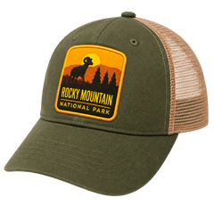 Rocky Mountain National Park Adjustable Trucker Hat Olive/Tan
