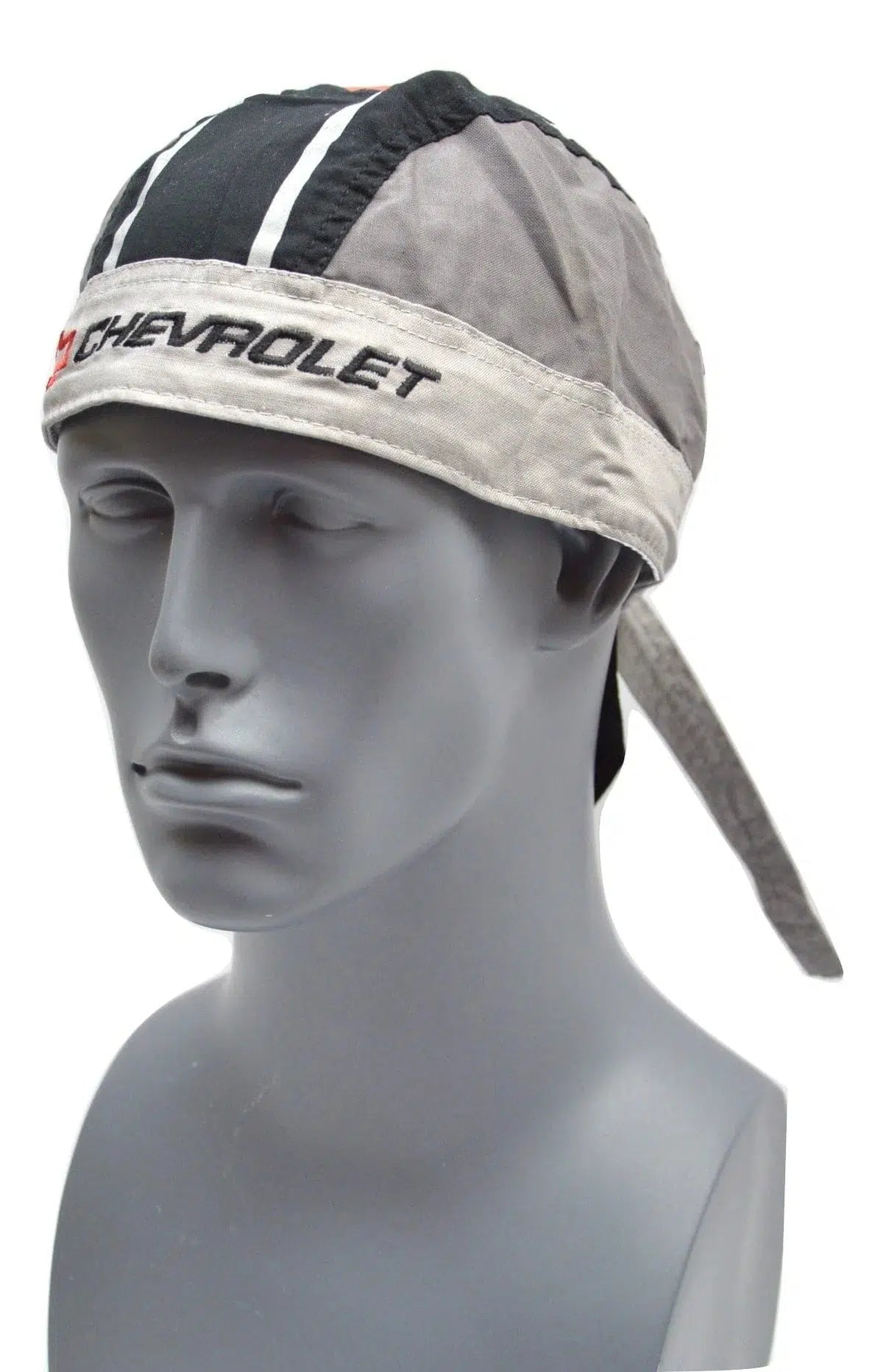 Chevrolet Chevy Bow tie Gray & Black Do - Rag Head wrap Skull Cap