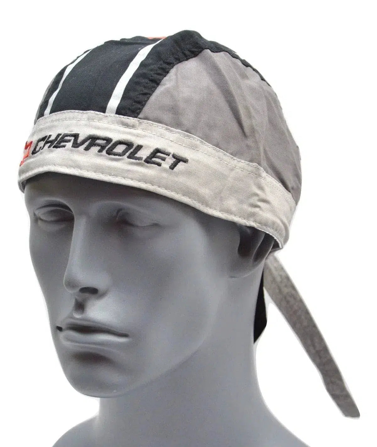 Chevrolet Chevy Bow tie Gray & Black Do - Rag Head wrap Skull Cap