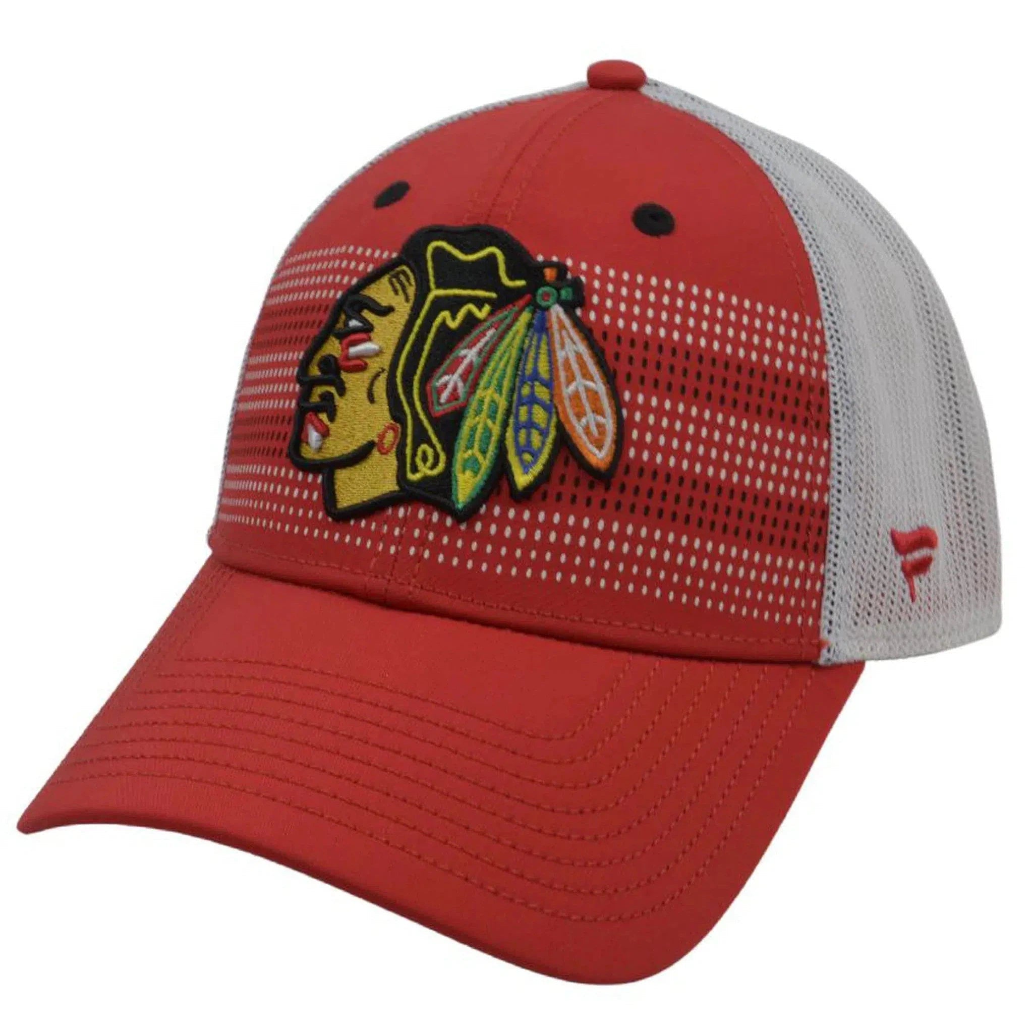 Chicago Blackhawks Iconic Grid NHL Logo Adjustable Trucker Hockey Hat