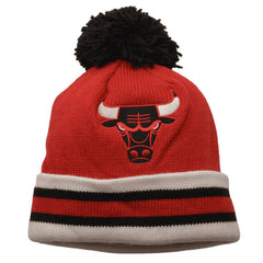 Chicago Bulls Mitchell & Ness Oversized NBA Logo Basketball Knit Pom Hat Beanie