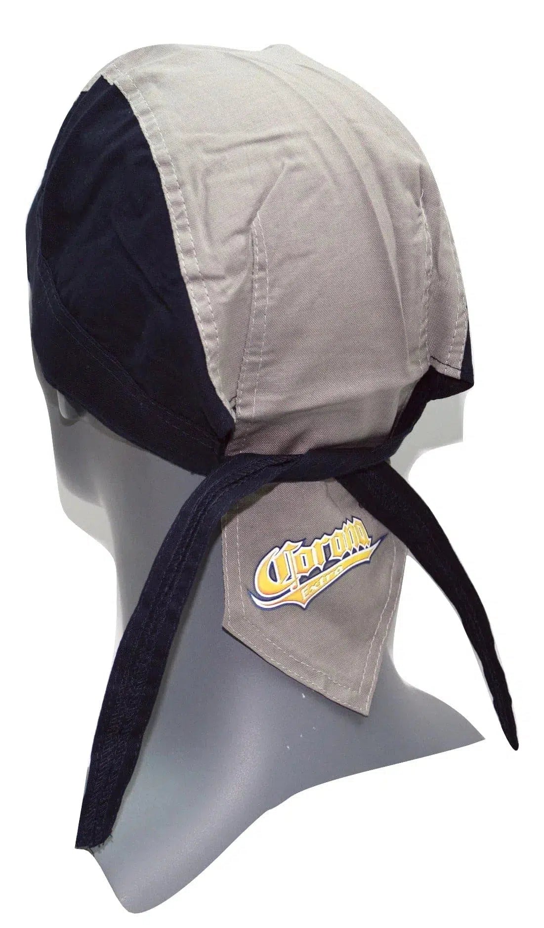 Corona Extra Cerveza Beer Blue & Gray Do - Rag Head wrap Skull Cap Rear View