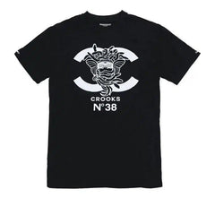 "Crooks & Castles No38 Black Men's T-Shirt: Authentic Streetwear Vibe"