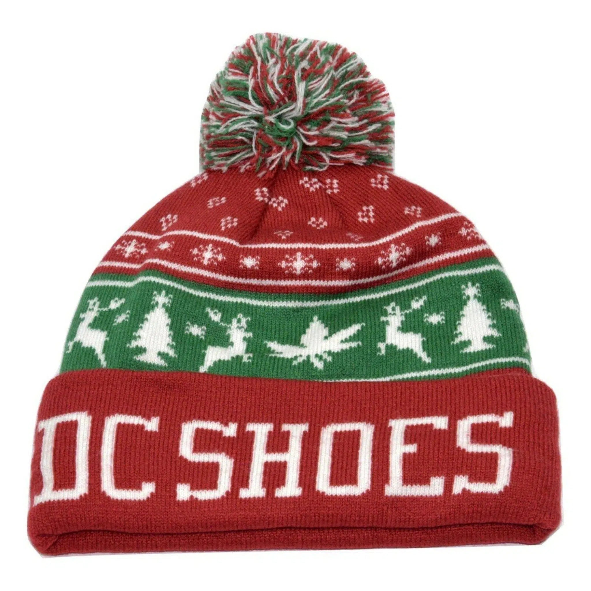 DC Shoes Xmas Puff Holiday Knit Pom Pom Winter Hat Christmas Beanie