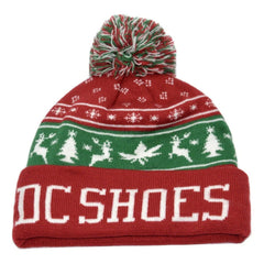 DC Shoes Xmas Puff Holiday Knit Pom Pom Winter Hat Christmas Beanie