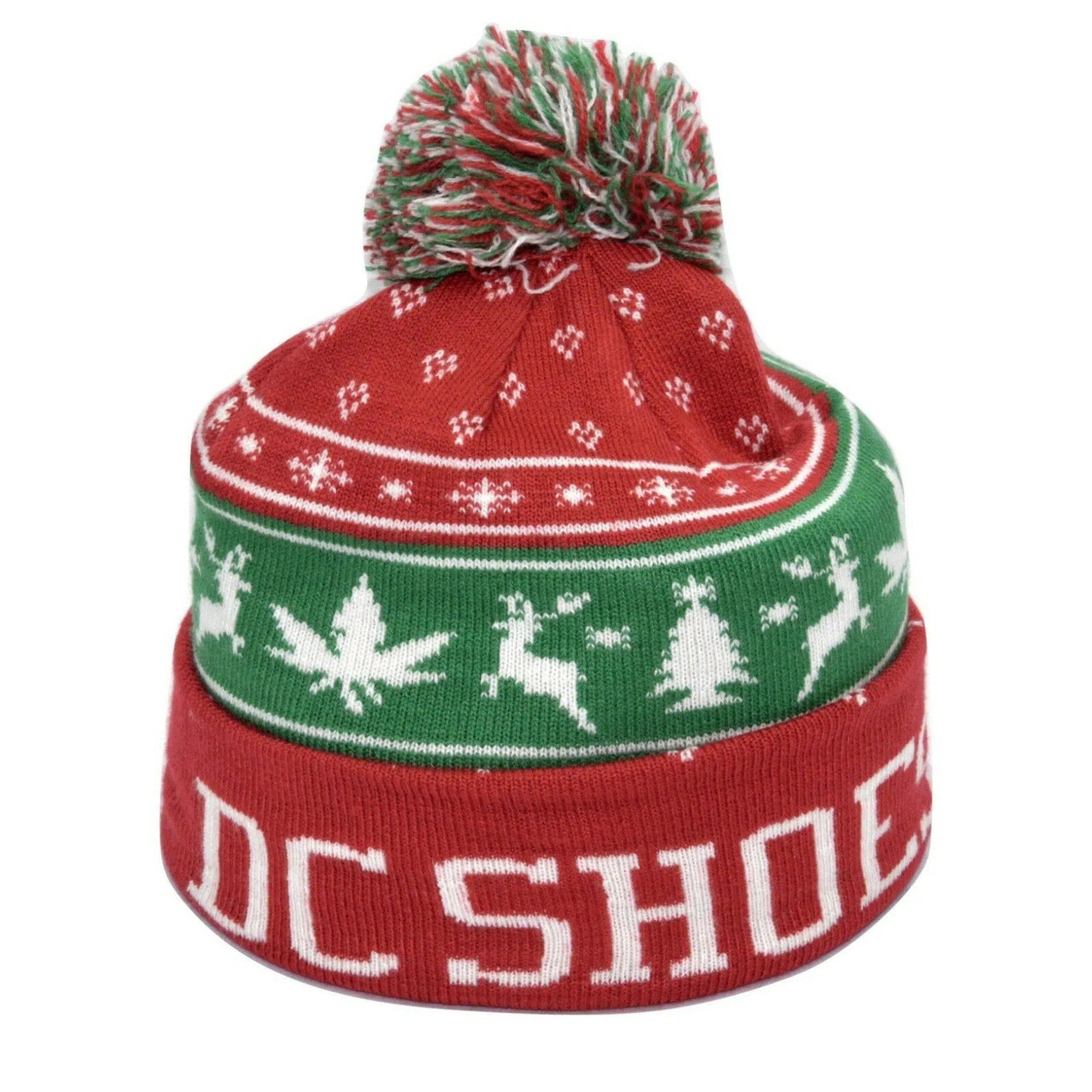 DC Shoes Xmas Puff Holiday Knit Pom Pom Winter Hat Christmas Beanie