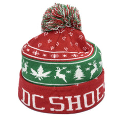 DC Shoes Xmas Puff Holiday Knit Pom Pom Winter Hat Christmas Beanie