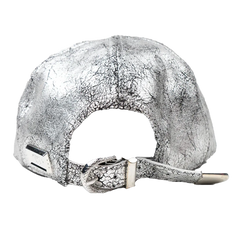 Capital Gains Men's Streetwear Crackled Metallic Silver Hat, Adjustable Strap Back Cap