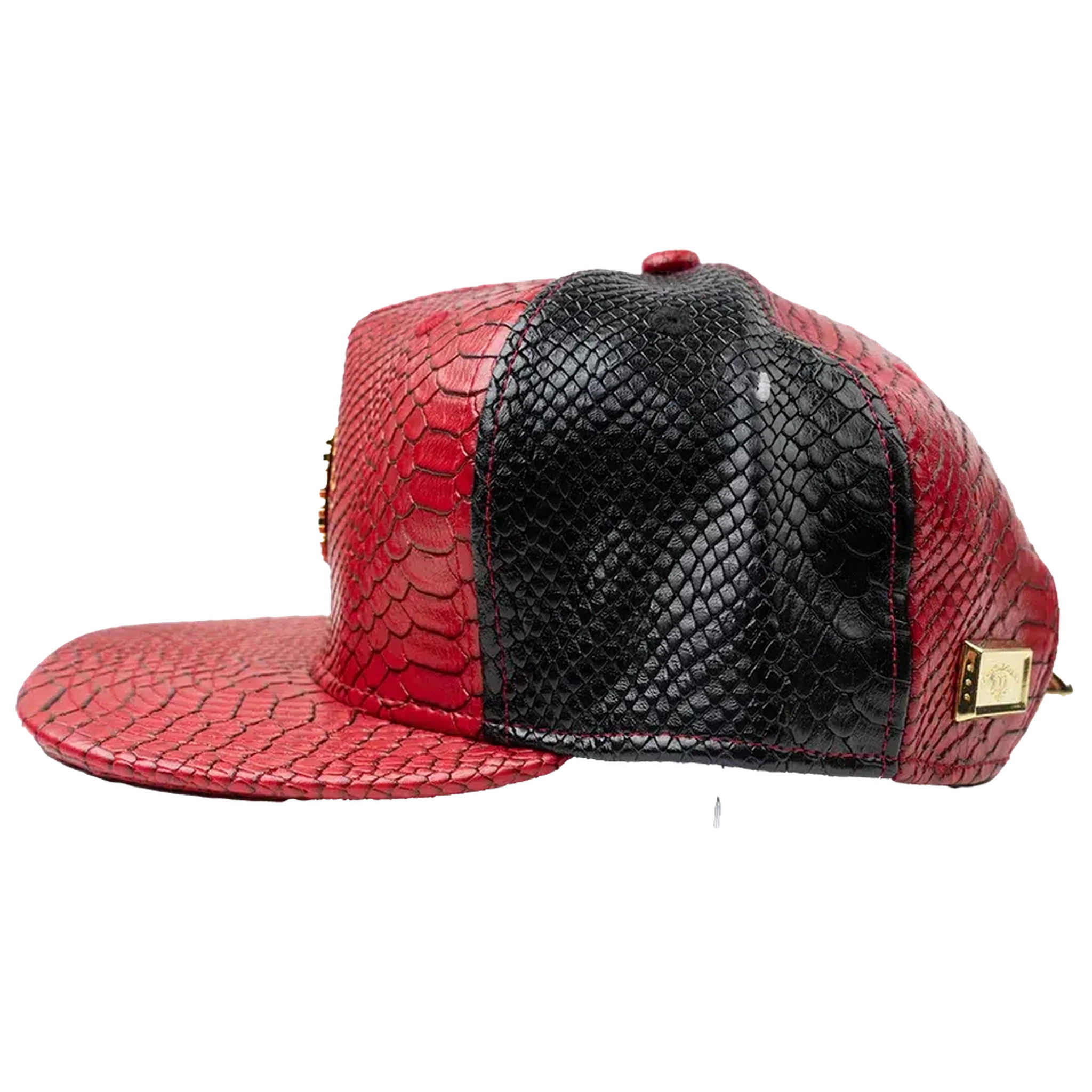 Capital Gains Men's Streetwear Snake Leather Red & Black Adjustable Strap Back Hat