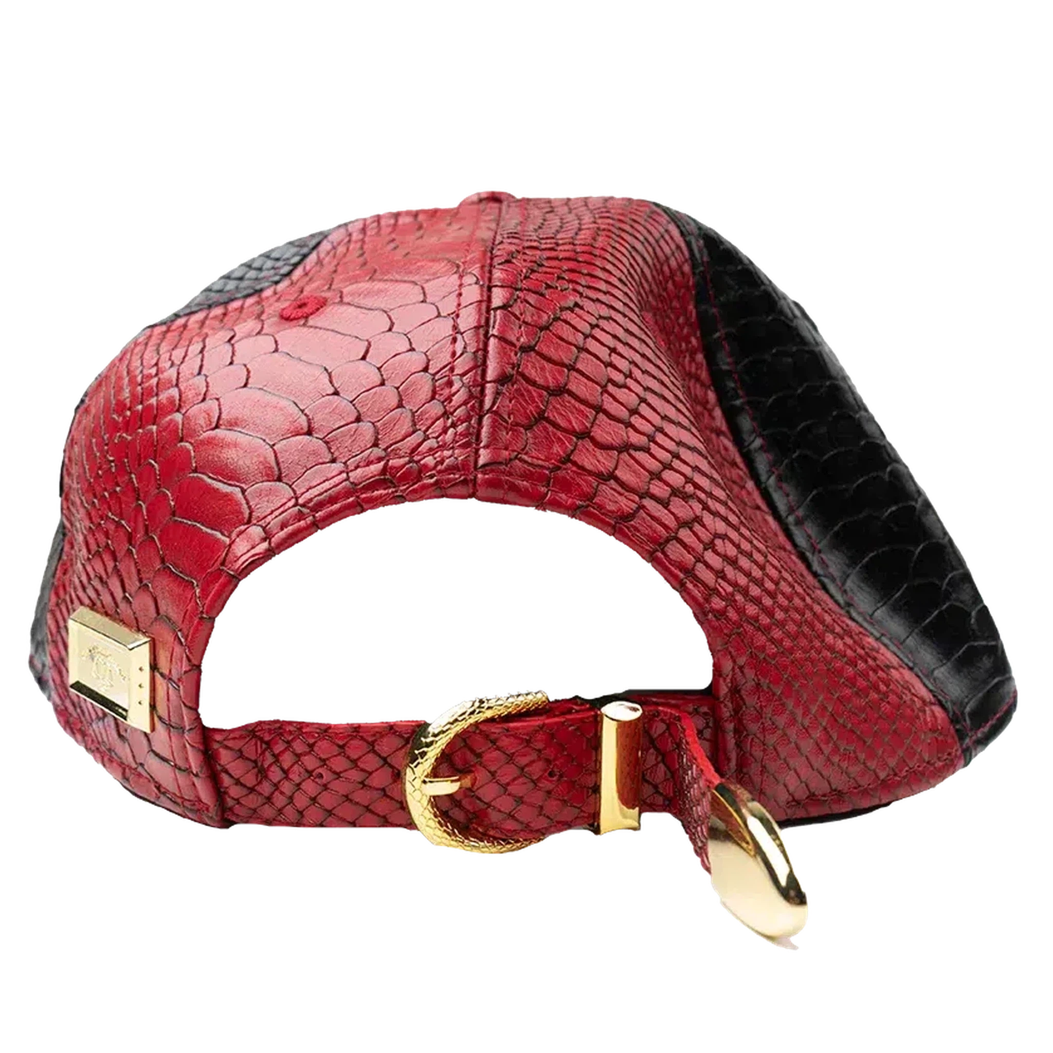 Capital Gains Men's Streetwear Snake Leather Red & Black Adjustable Strap Back Hat