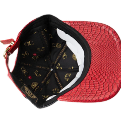 Capital Gains Men's Streetwear Snake Leather Red & Black Adjustable Strap Back Hat