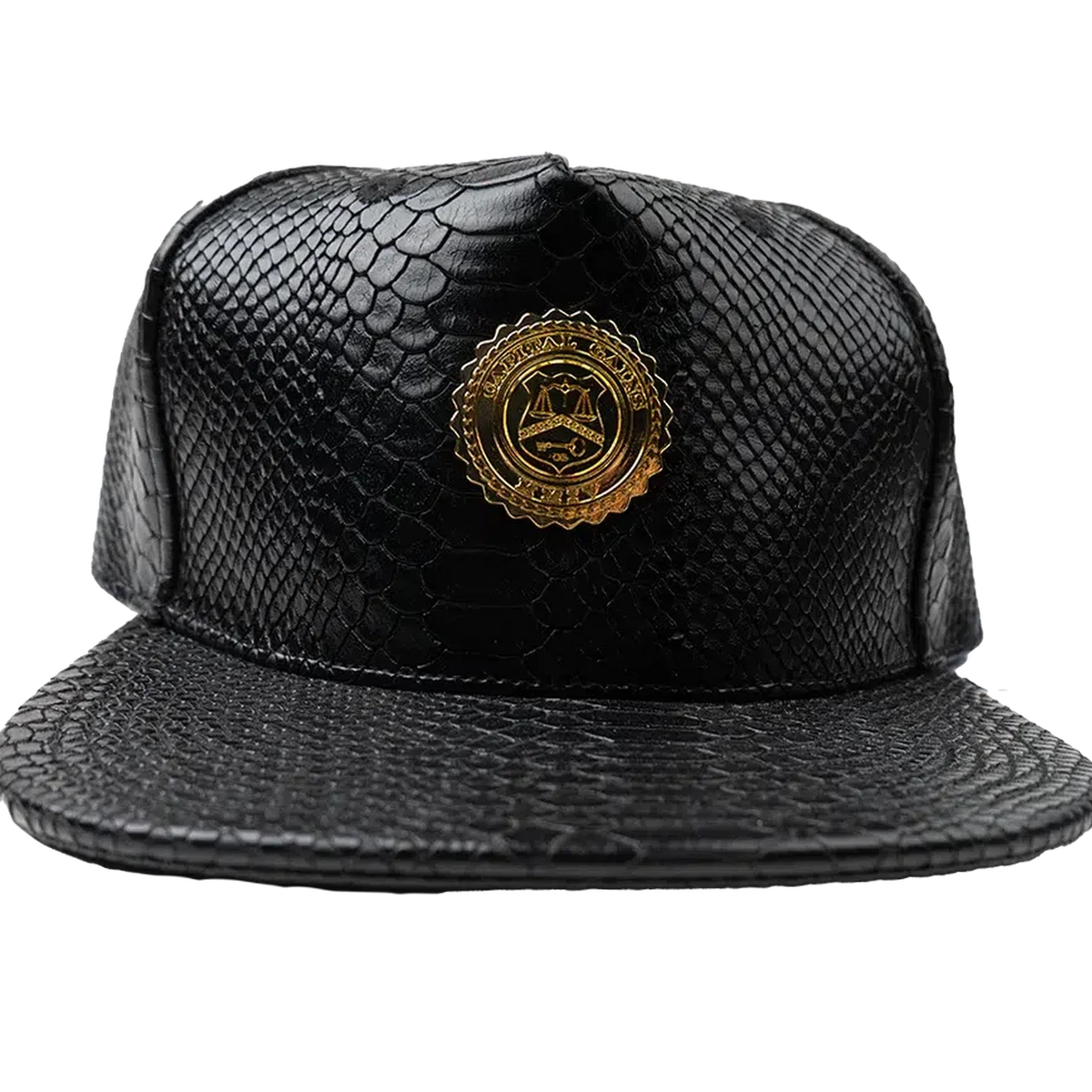 Capital Gains Men's Streetwear Snake Leather Black Adjustable Strap Back Hat