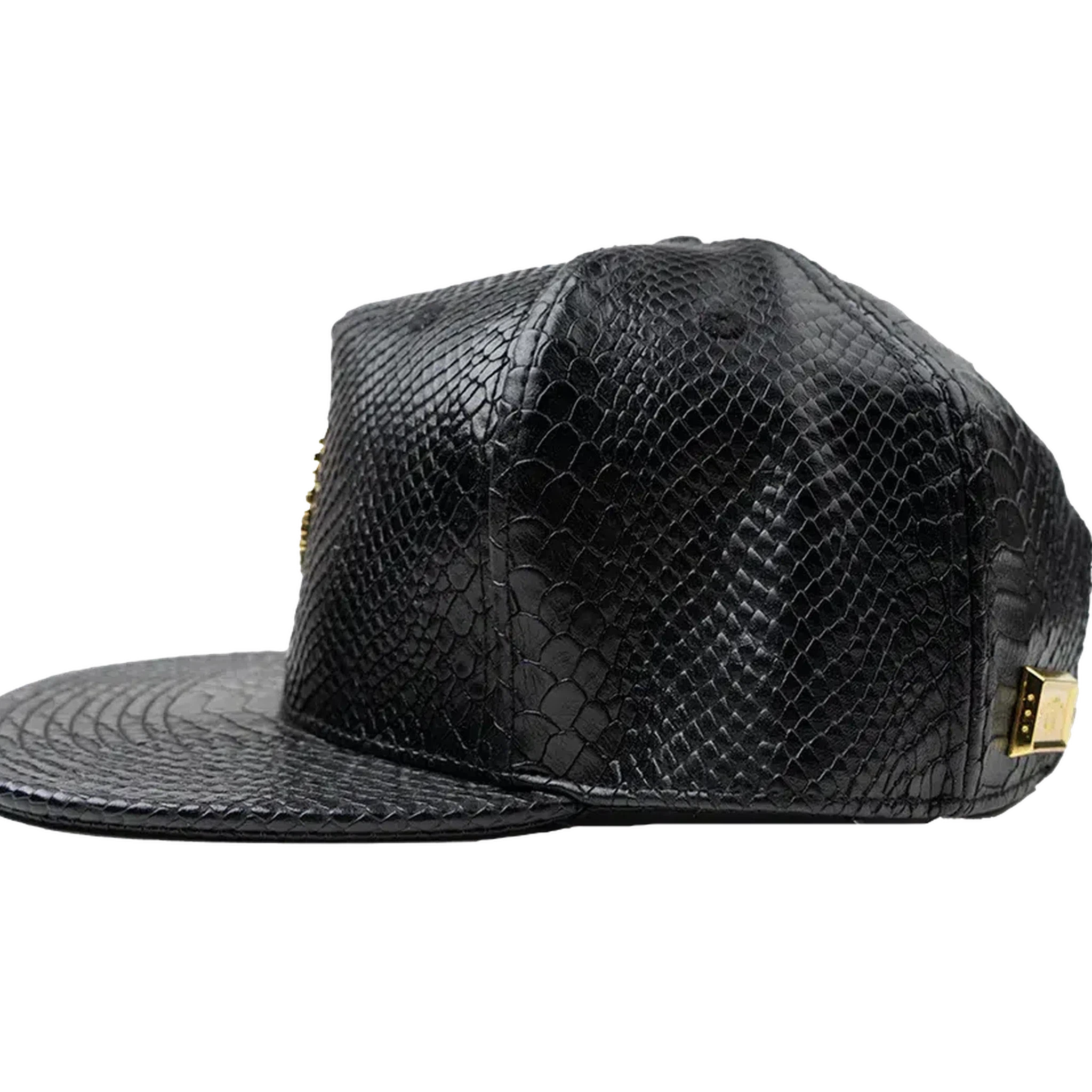 Capital Gains Men's Streetwear Snake Leather Black Adjustable Strap Back Hat