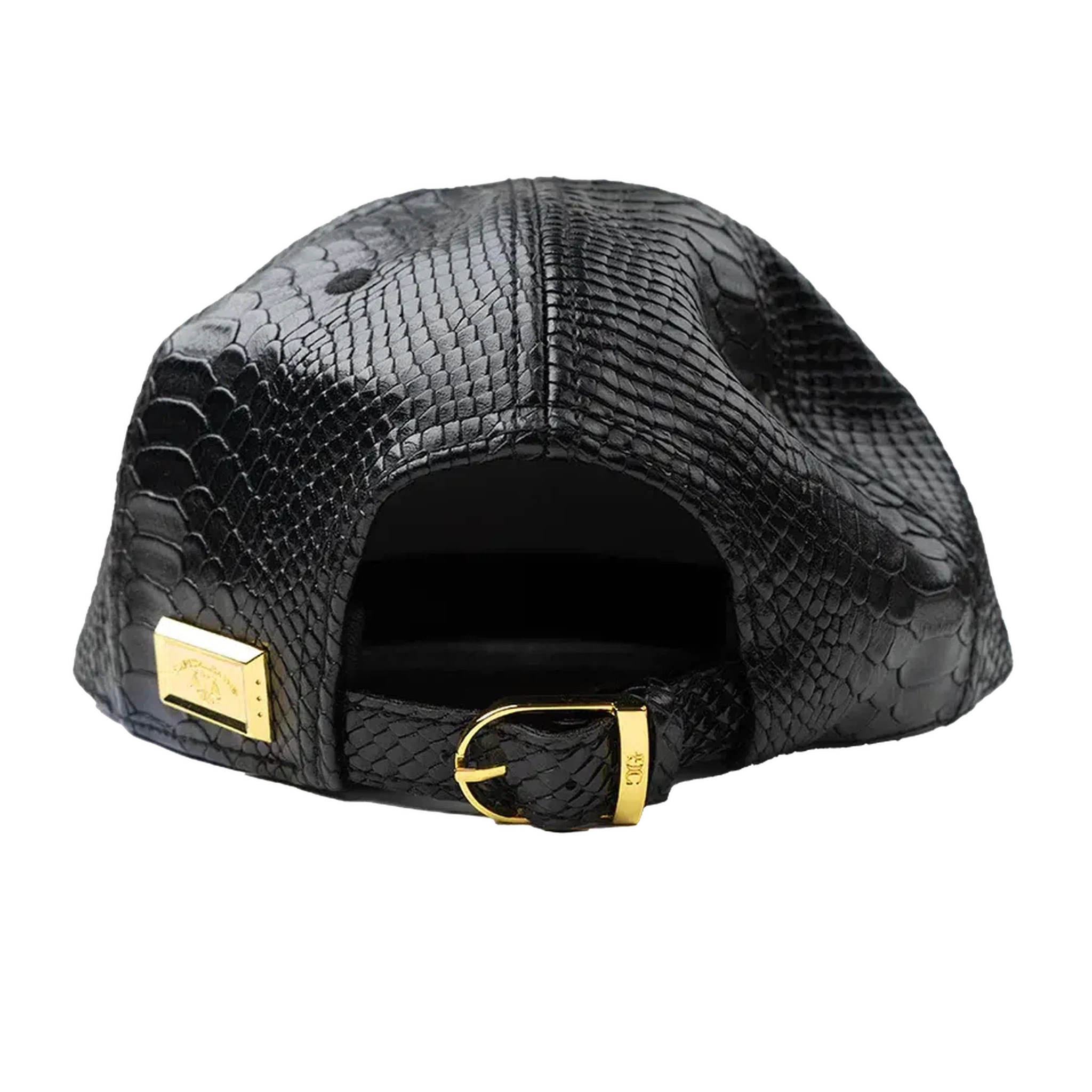 Capital Gains Men's Streetwear Snake Leather Black Adjustable Strap Back Hat