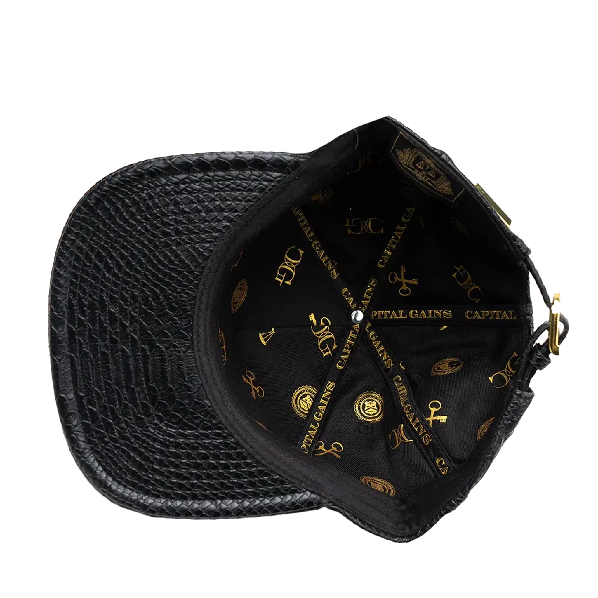 Capital Gains Men's Streetwear Snake Leather Black Adjustable Strap Back Hat