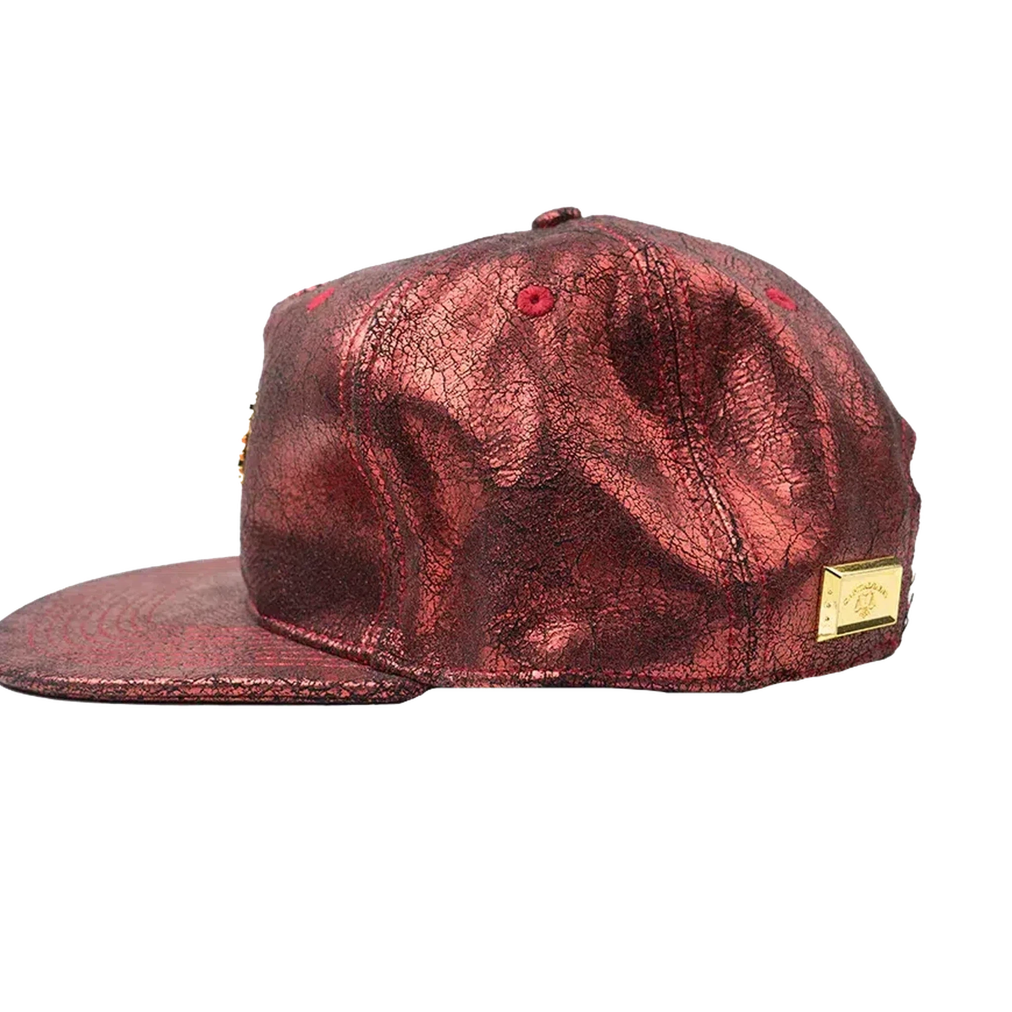 Capital Gains Men's Streetwear Classic Crackled Metallic Red Hat Adjustable Strap Back Cap