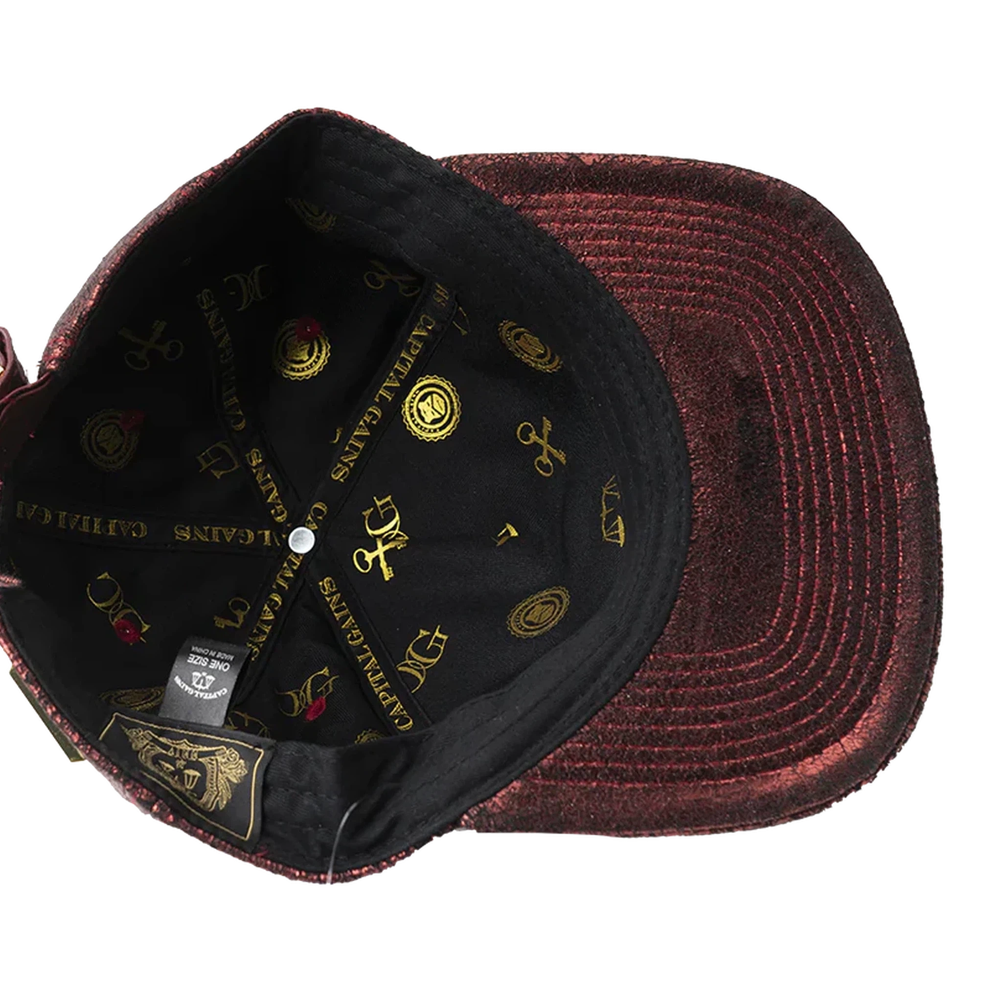 Capital Gains Men's Streetwear Classic Crackled Metallic Red Hat Adjustable Strap Back Cap