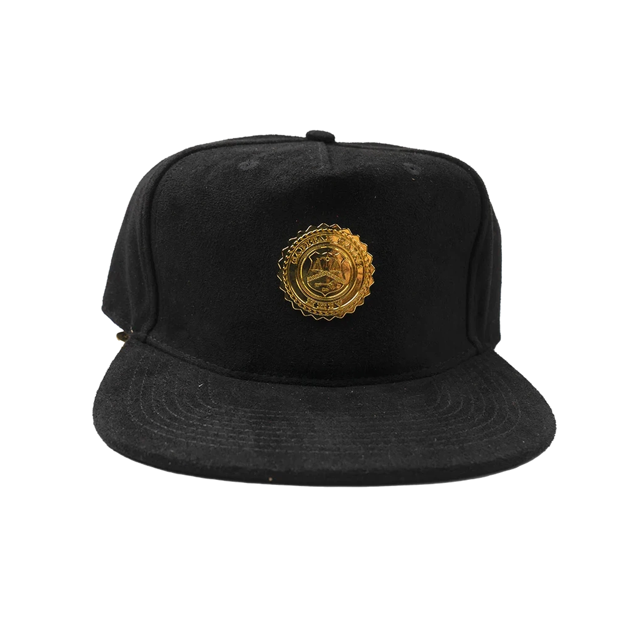 Capital Gains Men's Streetwear Black Suede Hat Adjustable Strap Back Cap