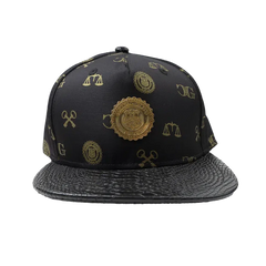 Capital Gains Men's Streetwear Monogram & Snakeskin Flat Bill Hat Strap Back Cap