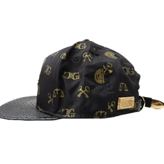 Capital Gains Men's Streetwear Monogram & Snakeskin Flat Bill Hat Strap Back Cap