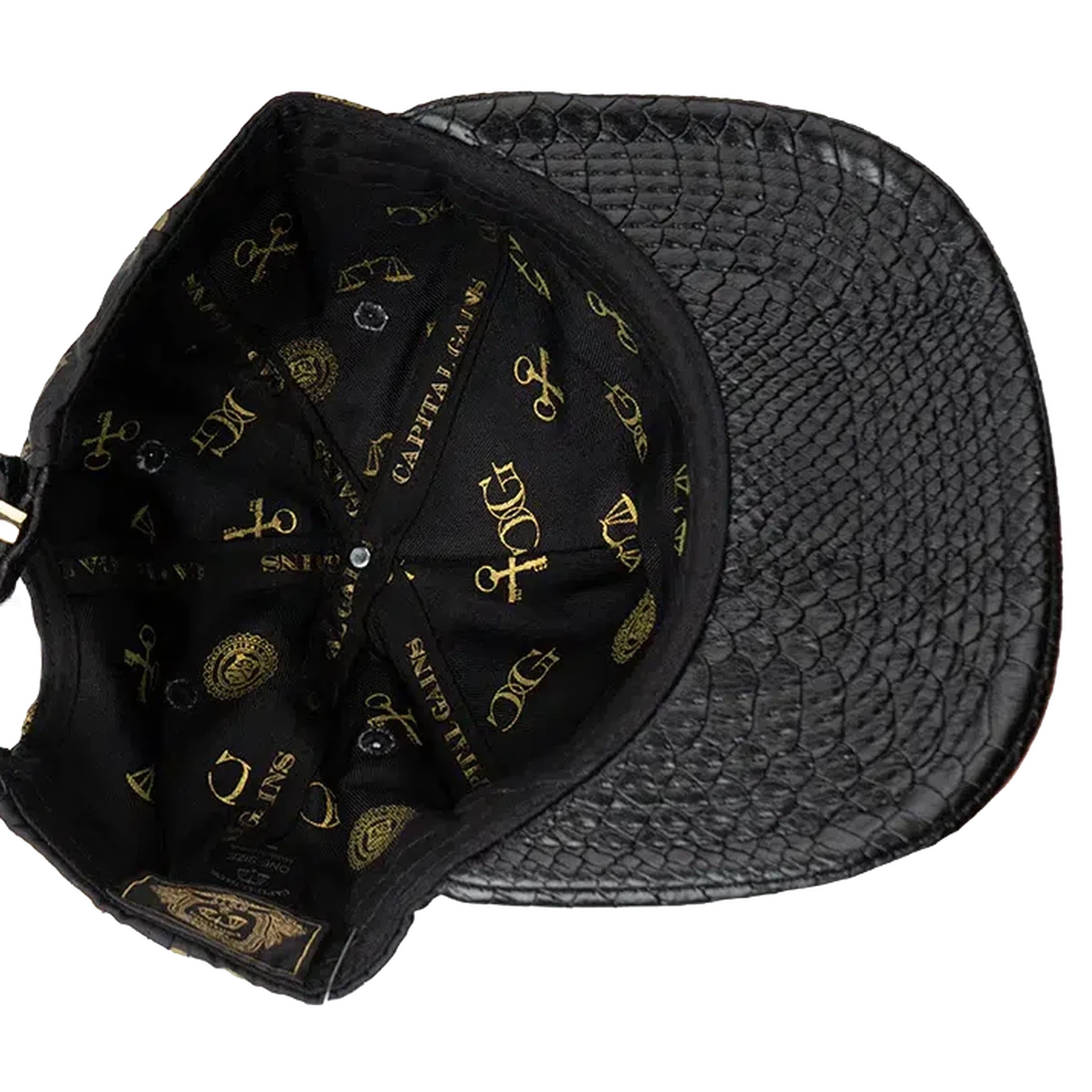 Capital Gains Men's Streetwear Monogram & Snakeskin Flat Bill Hat Strap Back Cap