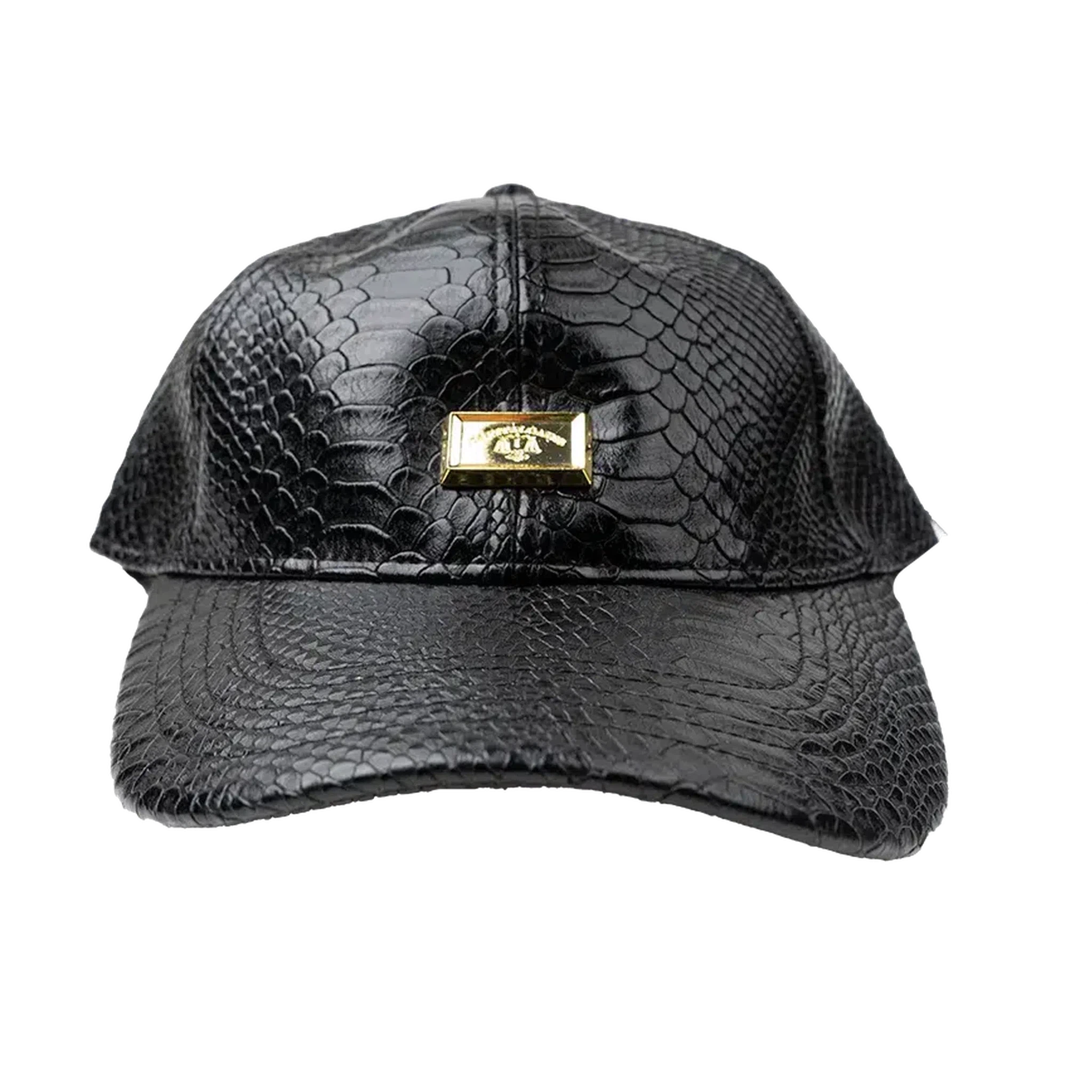 Capital Gains Men's Streetwear Snake Leather Black Baseball Style Strap Back Hat