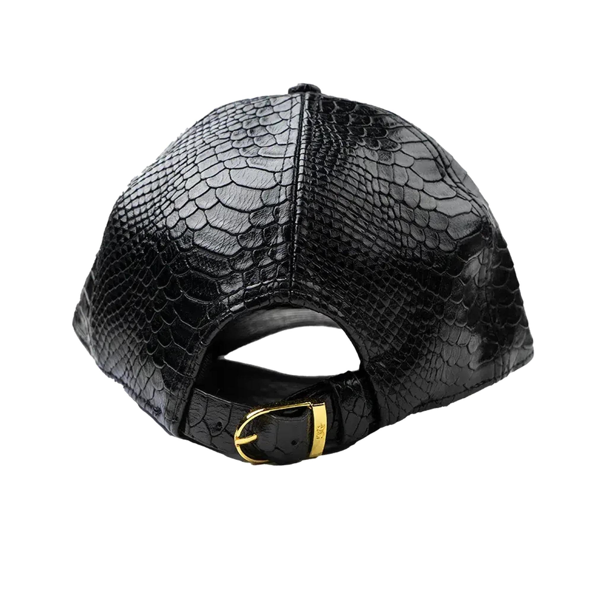 Capital Gains Men's Streetwear Snake Leather Black Baseball Style Strap Back Hat