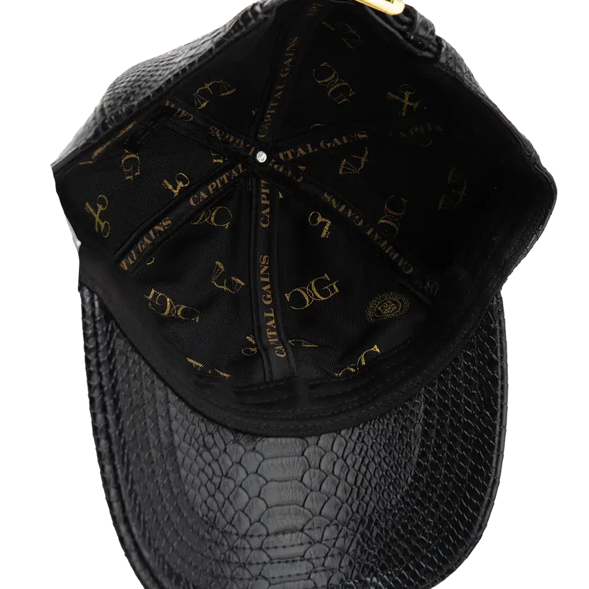 Capital Gains Men's Streetwear Snake Leather Black Baseball Style Strap Back Hat