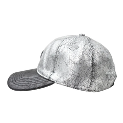 Capital Gains Men's Streetwear Crackled 2 Tone Metallic Silver & Black Adjustable Strap Back Cap